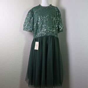 JessaKae Memory Lane Emerald Green Sequin Tulle Dress 3X – Romantic,Party